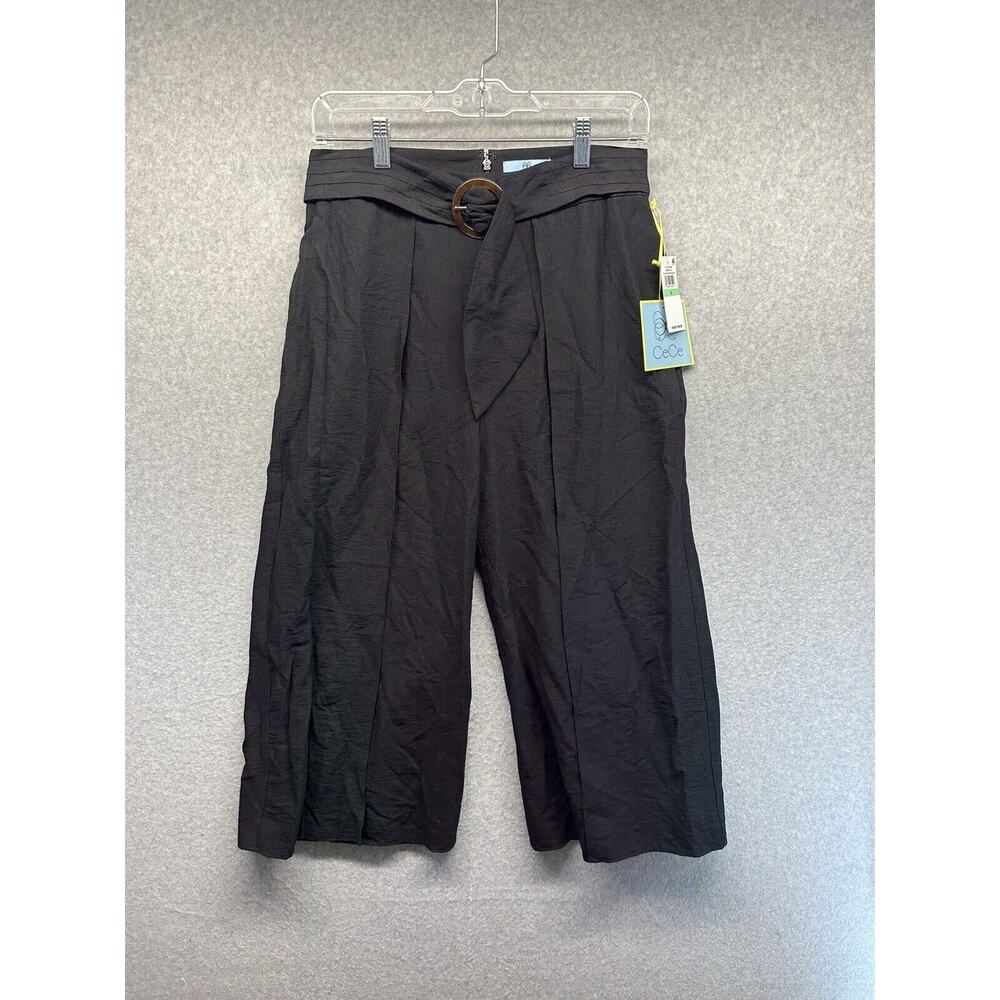 CeCe Womens Dress Pants-Leg Size 8 Rich Black Cropped New With Tags Zipper